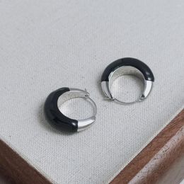 Dangle Earrings Simple Fashion Chinese Style Black Drop Glaze Stud Personality Unisex Classic C-shape Piercing