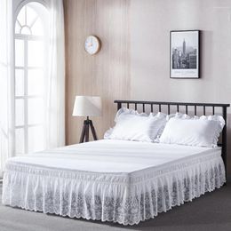 Saia de cama princesa renda branca bordada capa de casa sem superfície elástica decoração de cama