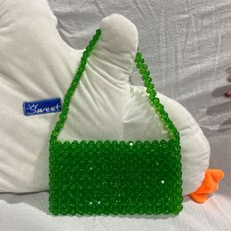 Evening Bags Beaded Bags Wholesale Custom Color Design Ladies Party Small Beach Purses and Handbags Pearl Wallets Green Top-handle 230410