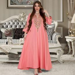 Ethnic Clothing Muslim Women Embroidered Maxi Dress Eid Mubarak Morocco Kaftan Dubai Abaya Turkey Party Dresses Jalabiya Islamic Robe