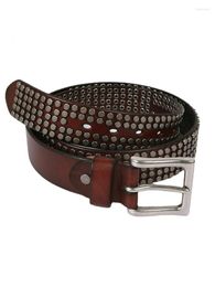 Belts Design 105-125cm Men's Leather Belt Buckle Punk Style High Quality Fashion Jeans Rivets Pin WomenBelts