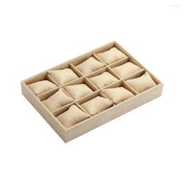 Jewelry Pouches Velour Linen Bracelet Box Bangle Watch Pendant Earring 12 Grid Organizer Holder Storage Packing Tool Case