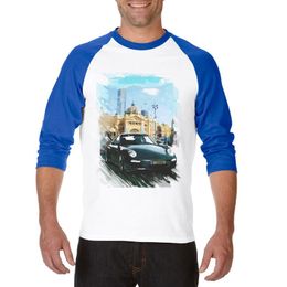 Men's T Shirts S Fashion Men T-Shirt Car Printes Cotton Man Cool Tees Male Design Three Quarter Raglan Sleeve Mens Tshirt
