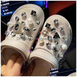 Shoe Parts Accessories Pearl Diamond 100Cm Chain Charms Fit Croc Buckle Decoration Party Cute Gifts Wristbands Slipper Pvc Drop De Dhlik