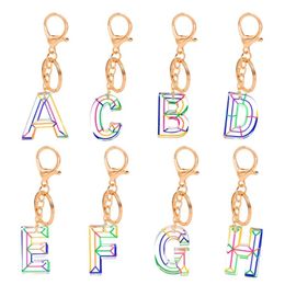 Creative Colourful Acrylic Alphabet Initial Letter Keychain A-Z English Letter Pendant Keyring Handbag Key Bag Hanging Decoration