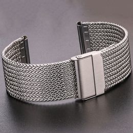 Watch Bands Stainless Steel Watch Band Bracelet 16mm 18mm 20mm 22mm Mesh Milanese Loop Watchbands Women Men Replacement Strap Accessories 230411