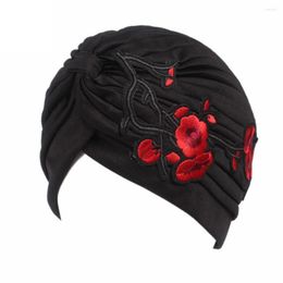 Berets Women Embroidery Cancer Chemo Hat Scarf Turban Head Wrap Cap