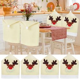 Chair Covers Christmas Cover Cartoon Elk Back Decorations For Home Year Party DIY Supplies Xmas Navidad 2024