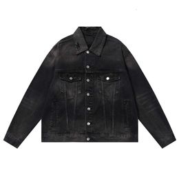 23ss High Edition b Family New Unisex Couple Style Destroyed Old Made Mud Dyed Denim Jacket Casual Coat
