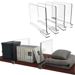 Storage Holders Racks Shelf Dividers Closet Shelves for Wood Cabinets and Wardrobe Organiser Clear Acrylic 230410