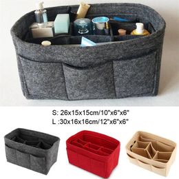 Storage Bags Women Organizer Handbag Felt Fabric Travel Bag Insert Liner Makeup Multi-function Organiser Pouch265S