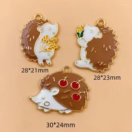 Charms 10pcs Cute Hedgehog Charm For Jewellery Making Enamel Necklace Pendant Diy Supplies Bracelet Phone Craft Accessories Gold Plated