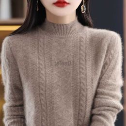 Women's Sweaters Women s Loose Fit Pattern Half Turtleneck Long Sleeve Sweater 100 Cashmere Autumn Winter Knitted Pullover zln231111