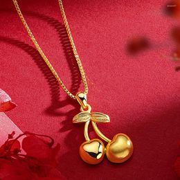 Pendant Necklaces Women Girls Chain With Cherry Design Lovely Ins Style Fashion Pretty Gift For Christams Birthday