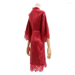 Women's Sleepwear Silk Bride&Bridemaid Wedding Robe Gown Women Lace Embroidery Satin Bathrobe Exotic Kimono 2023 Summer Albornoces