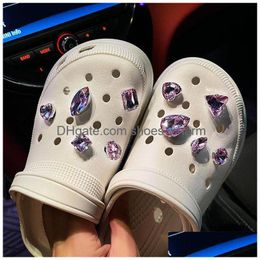 Shoe Parts Accessories Purple Diamond Charms Diy Cute Kids Buckle Slipper Xmas Party Fit Croc Decoration Gifts Wristbands Toy Drop Dh3Np