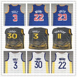 Vintage Stephen Curry Klay Thompson Basketball Jerseys Draymond Green Andrew Wiggins Poole Warriores 2024 2023 City Shirt Edition Blue Black Jersey