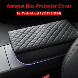 For Tesla Model 3 2024 Highland Armrest Box Protector Cover Leather Centre Console Panel Pad Modified Interior Accessories