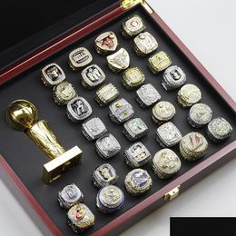 1967 To 2021 Basketball City Team Champions Championship Ring Set With Wooden Box Souvenir Men Women Boy Fan Brithday Gift Hip Hop Jew Dhv8A