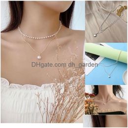 Pendant Necklaces Bohemian Imitation Pearl Necklace For Women Faux Pearls Layered Choker Wedding Pendant Necklaces Tiny Chai Dhgarden Dhjgd