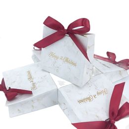 Gift Wrap Mini Christmas Bag Marble Paper Boxes for Candy Cookies Bundle Xmas Theme Wrapping Bags Decoration 230411