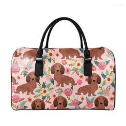 Duffel Bags Noisydesigns Men's Travel Large Capacity Women PU Luggage Handbags Holiday Duffle Fashion Dachshund Dog Print Dropship