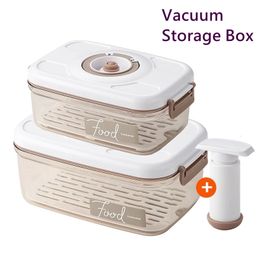 Cookie Jars Food Storage Container Vacuum Box with Drain Net Large Capacity Dispenser Transparent Sealed Tank Kitchen Organiser 230410
