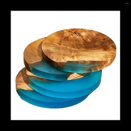 Table Mats 4 Pack Wooden Coasters With Epoxy Resin Bar For Drinks Modern Kitchen Home Apartment