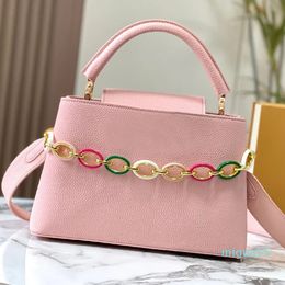 Designer-Women Tote Bag Large Capacity Shoulder Bags Genuine Leather Travel Shopping Handbags Metal Resin Chain Flap Interior Compartment Crossbody Tote Purse