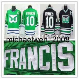 Weng 2016 Wholesale CCM Ron Francis Jersey #10 Home Green New Black old style Vintage Stitched Ice Hockey Jerseys C P