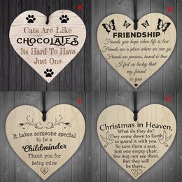 Christmas Wooden Heart Shape Letter Hanging Gift Friendship Plaque Pendant Wine Bottle Decor Pendant Tags LOVE Wood Chip251p