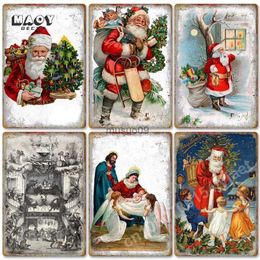 Christmas Decorations Christmas Retro Metal Signs Decor Posters Festivals Party Tin Sign Plaques Painting Festival Background Wall New Year DecorationL231111