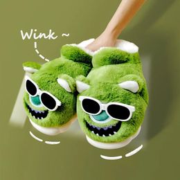 Slippers Indoor Slipper for Men Winter Home Plush Man Shoes Slides Design Fun Cartoon Coupels Cotton Large Size 45 231110