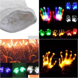 Other Event Party Supplies 1Pair Led Light Up Hand Finger Gloves Halloween Christmas Costume Dance Decor Festival Accessory Drop D Dhyjc