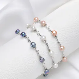 Link Bracelets 6MM Freshwater Pearl Bracelet For Women Jewellery On Hand Charm Gifts Natural Stone Bangle Items With Homme