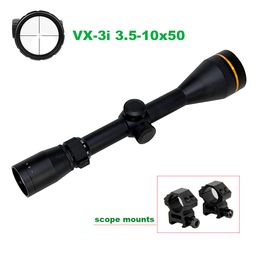 Tactical VX-3i 3.5-10x50 Long Range Riflescope Mil-dot Parallax Scope 1/4 MOA Optics Fully Multi Coated Sight Magnification Adjustment With Scope Mounts