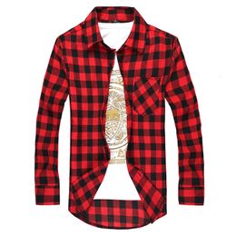 Men's Casual Shirts Men Plaid Shirt Camisas Social Autumn Men's Fashion Plaid Long-sleeved Shirt Male Button Down Casual Check Shirt 230411