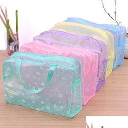 Storage Boxes Bins 5 Colours Make Up Organiser Bag Toiletry Bathing Women Waterproof Transparent Floral Pvc Travel Cosmetic Drop De Dhedu