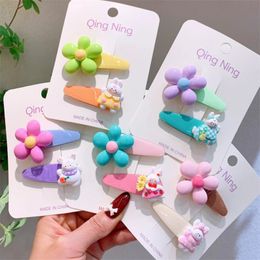 2 Pcs Fashion Children's Cute Cartoon Rabbit BB Clip Hair Accessories Korean Sweet Girl Princess Flower Hairpins Headwear