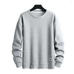 Men's Hoodies Men Autumn Winter Sweatshirt Round Neck Long Sleeve Loose Waffle Texture Solid Color Soft Warm Pullover Streetwear T-shirt Top