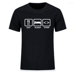 Men's T Shirts Eat Sleep Code Programming JAVA HTML Comedy Summer T-shirt Funny Programmers Shirt Men Short Sleeve Top Tees EU Size
