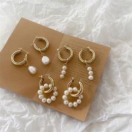 Stud Earrings YANGLIUJIA Freshwater Pearl Pendant Round European American Style Retro Fashion Ms Jewelry Christmas Gift