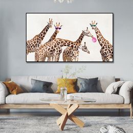 African Animal Colourful Abstract Glasses Giraffe Poster Print Wall Art Canvas Painting Picture for Livingroom Wall Decoration
