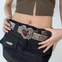Belts Holloween Trendy Retro Embossed Love Belt For Women Punk Style Personality Y2k Girl Versatile Gothic Dark