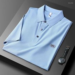 Men's Polos Luxury Fashion Butterfly Logo Short Sleeve POLO Shirt Men's 2023 Summer Casual Ice Silk Comfortable Breathable T-shirt Men