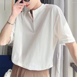 Men's T Shirts Mens Zip Shirt Short Sleeve Muscle Casual Holiday Blouse Tee