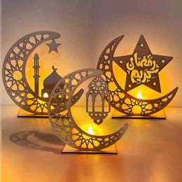 Novelty Items Ramadan Decoration Festival Wooden Moon Star Lights Deco Bedroom Decoration Ramadan 2023 Ramadan Party Lighting Decorative Lamps Z0411