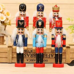 12cm Nutcracker Wood Made Christmas Ornaments Pure Manual Coloured Drawing Walnuts Soldiers 12 pcs lot Creative Gift255z