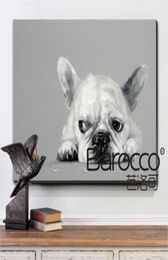 Cute Dog Little Butterfly Hand Painted Animal Oil Painting on Canvas Modern Home Wall Decoration No Framed293k1788237