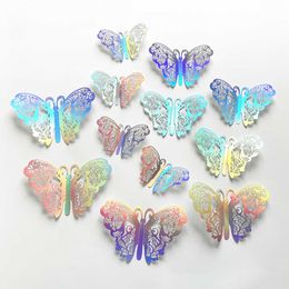 12PC Wall Stickers Decals 3D Butterfly Cute Decoration Wedding Party Balloon Decoration Paste Y23